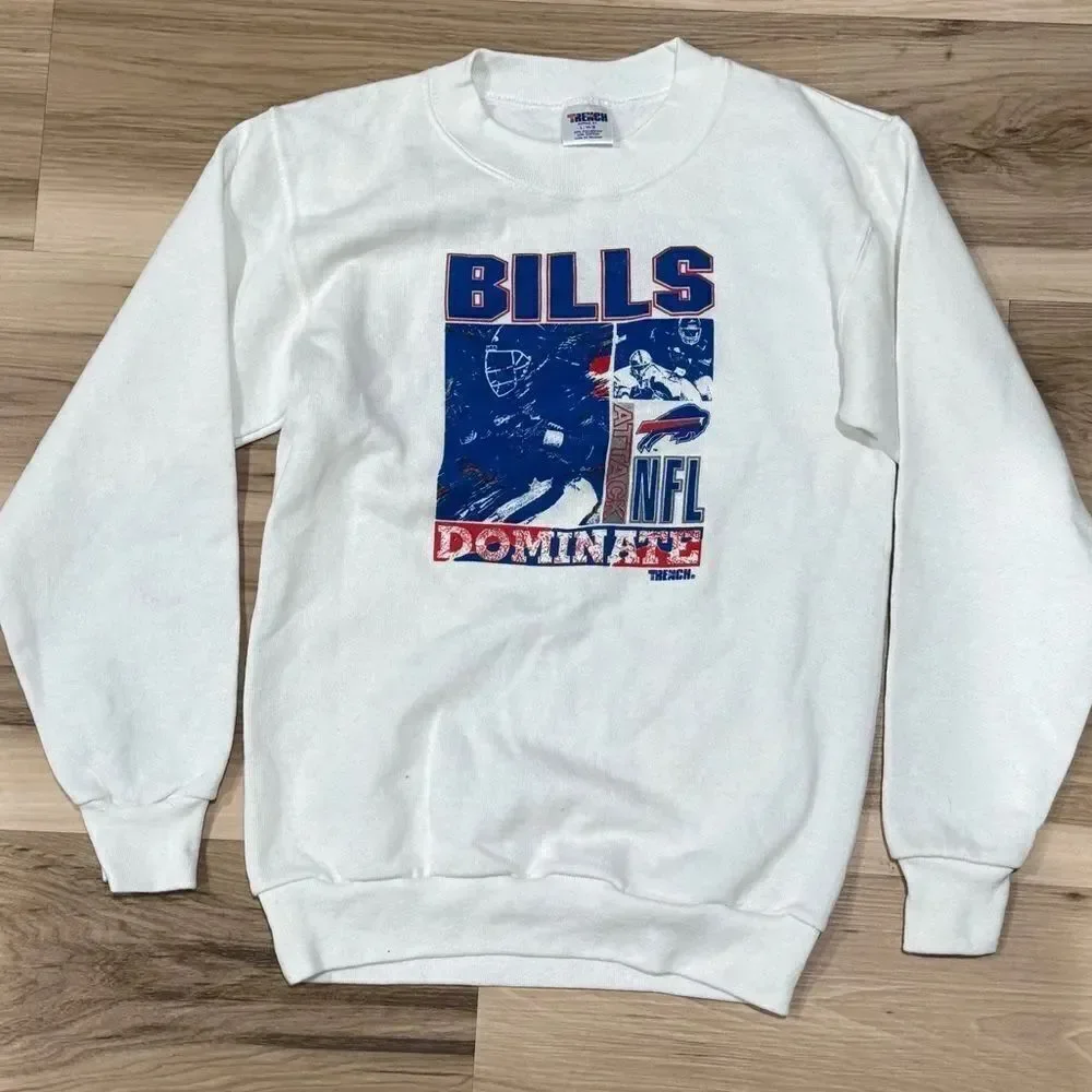 Vintage 1990’s Trench NFL Buffalo Bills Dominate Crewneck Sweatshirt Kids Large